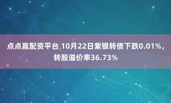 点点赢配资平台 10月22日紫银转债下跌0.01%,转股溢价率36.73%