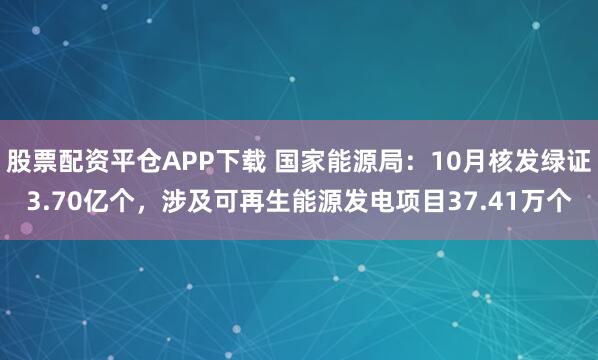 股票配资平仓APP下载 国家能源局：10月核发绿证3.70亿个，涉及可再生能源发电项目37.41万个