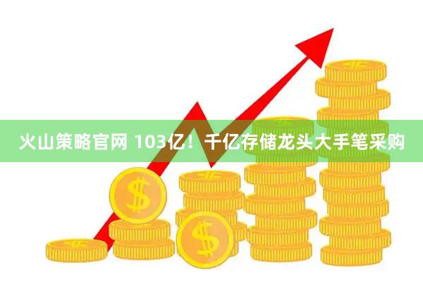 火山策略官网 103亿！千亿存储龙头大手笔采购